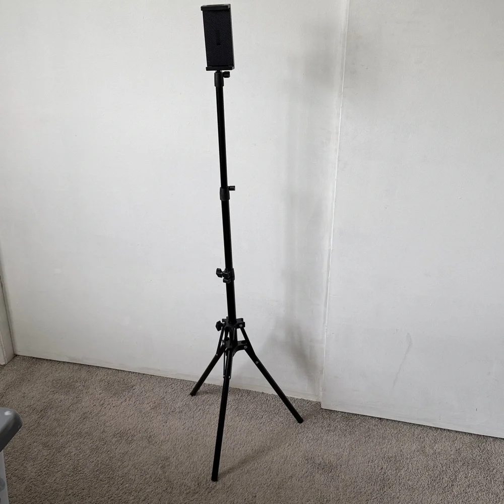 Foldable Black Tripod Stand with Phone Mount